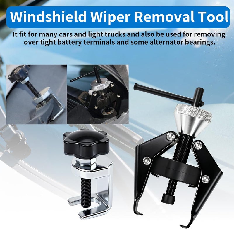 VortecSys Battery Terminal and Wiper Arm Puller Tools - Universal Automotive Removal Tool for Stuck Battery Terminals & Windshield Wiper Arms, Forged Steel Dual-Purpose Repair Tool Kit - Image 4